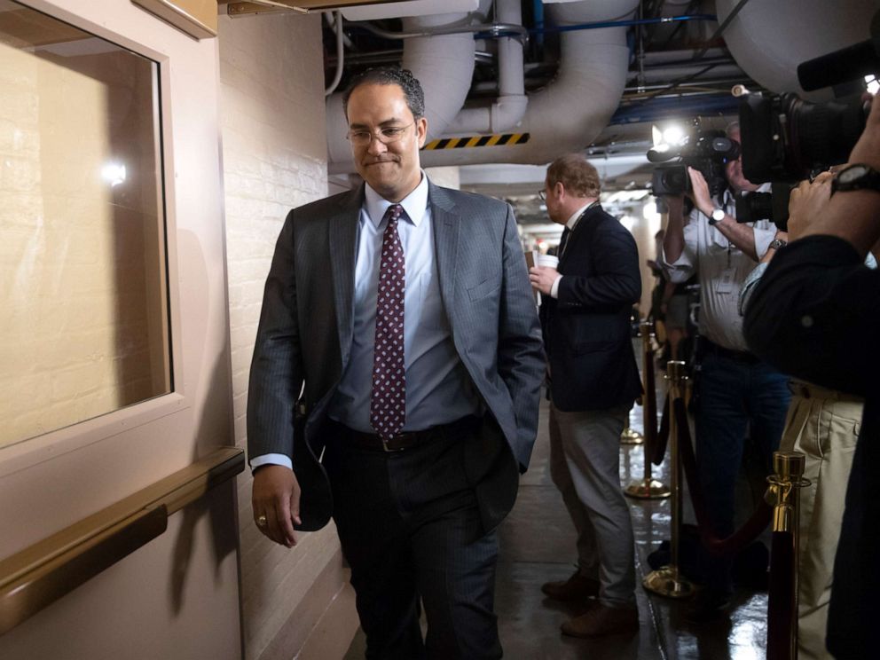 PHOTO: Rep. Will Hurd, whose congressional district runs along the majority of Texass border with Mexico, arrives for a closed-door GOP meeting in the basement of the Capitol in Washington, June 7, 2018.