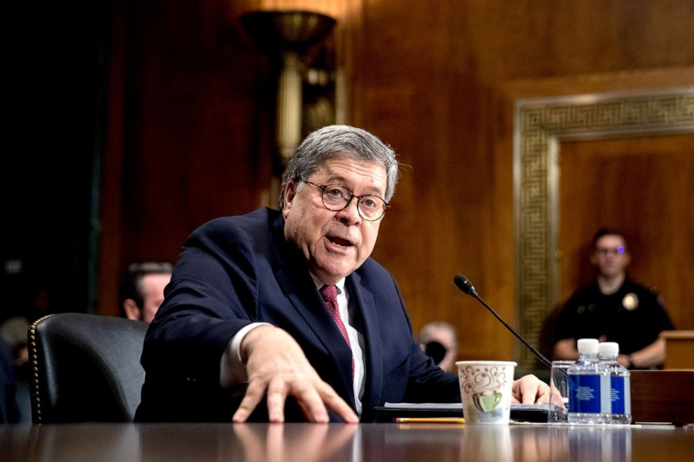 PHOTO: Attorney General William Barr testifies during a Senate Judiciary Committee hearing on Capitol Hill in Washington on May 1, 2019.