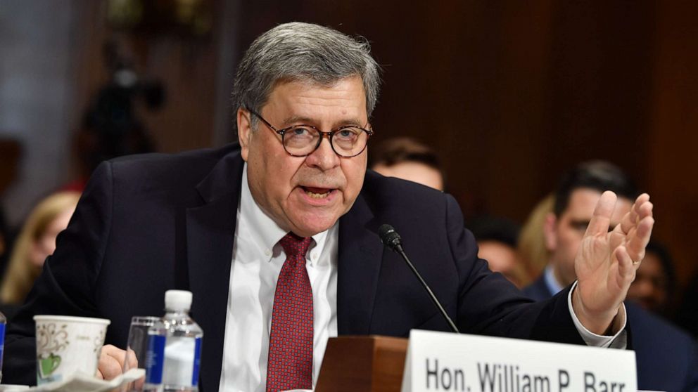 PHOTO: U.S. Attorney General William Barr testifies before a Senate Judiciary Committee hearing on Capitol Hill in Washington, May 1,2019.