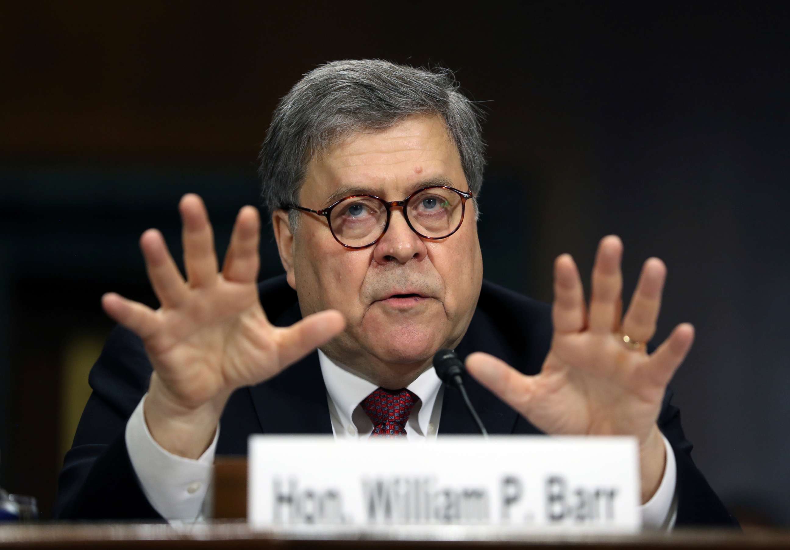 PHOTO: Attorney General William Barr testifies during a Senate Judiciary Committee hearing on Capitol Hill in Washington, May 1, 2019.