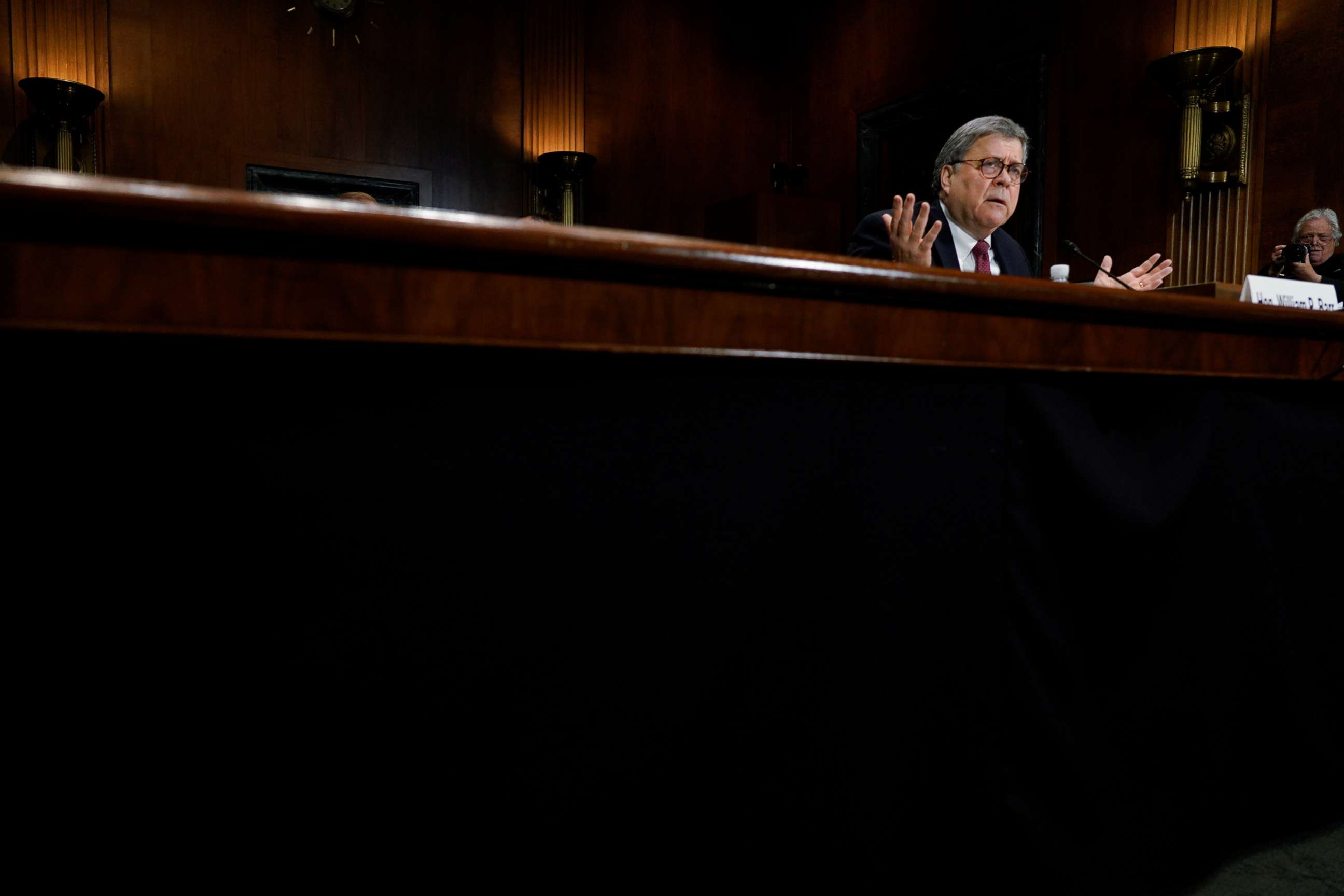 PHOTO: U.S. Attorney General William Barr testifies before a Senate Judiciary Committee hearing on Capitol Hill in Washington, May 1, 2019.