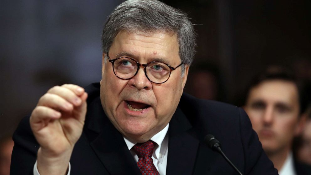 PHOTO: Attorney General William Barr testifies before the Senate Judiciary Committee May 1, 2019, in Washington.