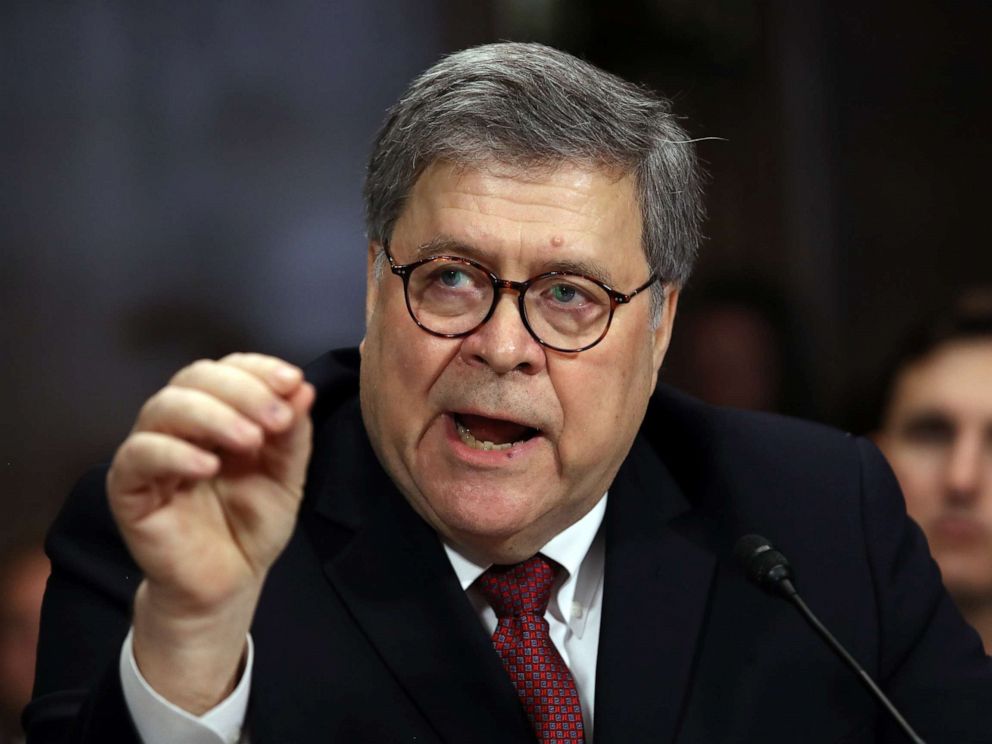 PHOTO: Attorney General William Barr testifies before the Senate Judiciary Committee May 1, 2019, in Washington.