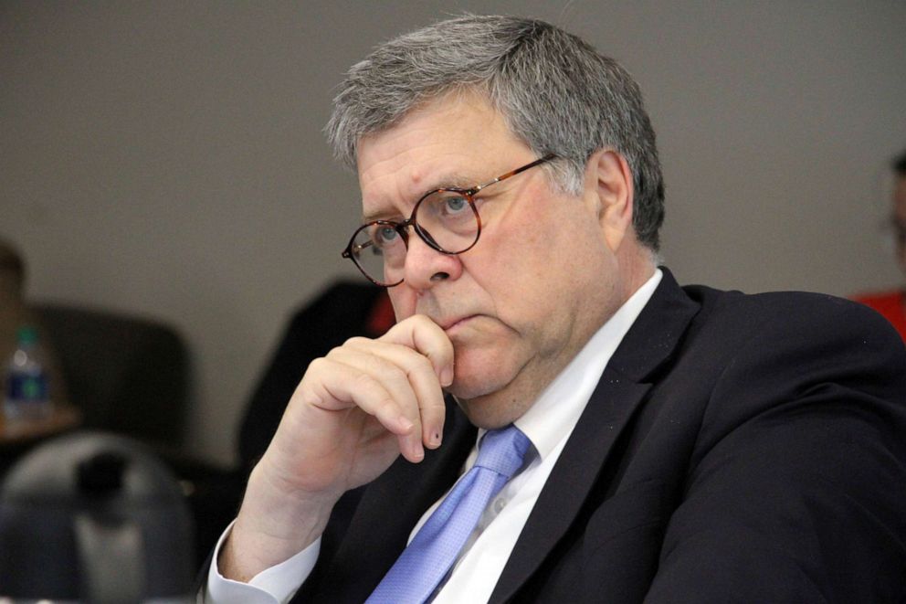 PHOTO: Attorney General William Barr listens to concerns raised about public safety in rural Alaska during at a roundtable discussion at the Alaska Native Tribal Health Consortium, May 29, 2019, in Anchorage, Alaska.