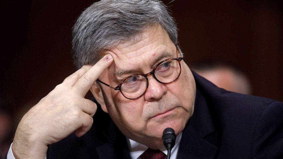 PHOTO: Attorney General William Barr testifies before the Senate Judiciary Committee's hearing on 'The Justice Department's Investigation of Russian Interference with the 2016 Presidential Election' on Capitol Hill in Washington, May 1, 2019.