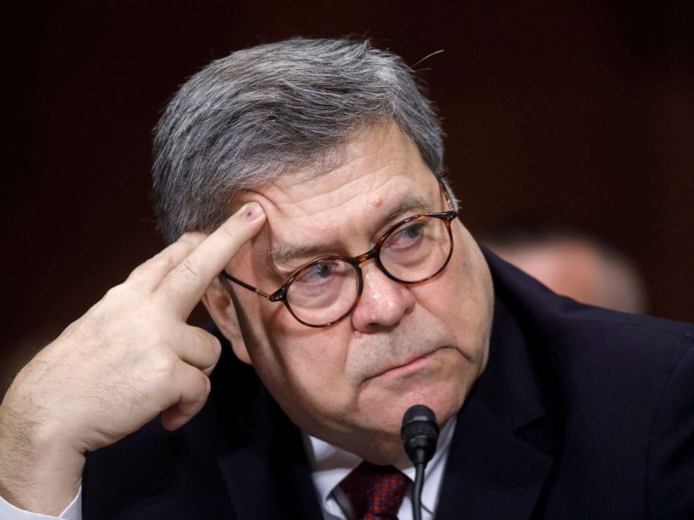 PHOTO: Attorney General William Barr testifies before the Senate Judiciary Committees hearing on The Justice Departments Investigation of Russian Interference with the 2016 Presidential Election on Capitol Hill in Washington, May 1, 2019.
