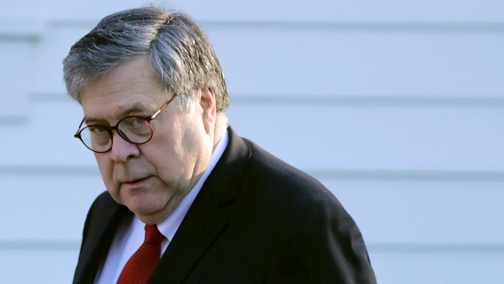 PHOTO: U.S. Attorney General William Barr leaves his home, March 25, 2019, in McLean, Virginia.