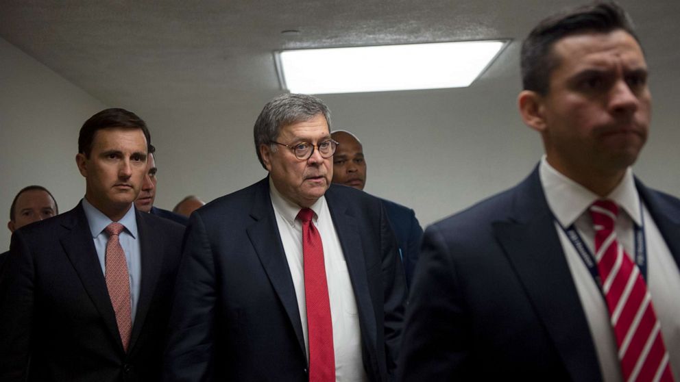 PHOTO: Attorney General William Barr spends his second day on Capitol Hill speaking with Congressional members about gun legislation, Sept. 18, 2019.