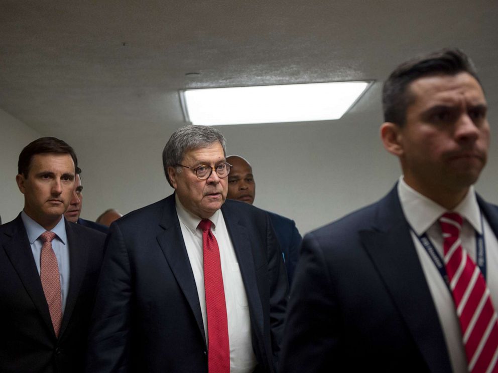 PHOTO: Attorney General William Barr spends his second day on Capitol Hill speaking with Congressional members about gun legislation, Sept. 18, 2019.