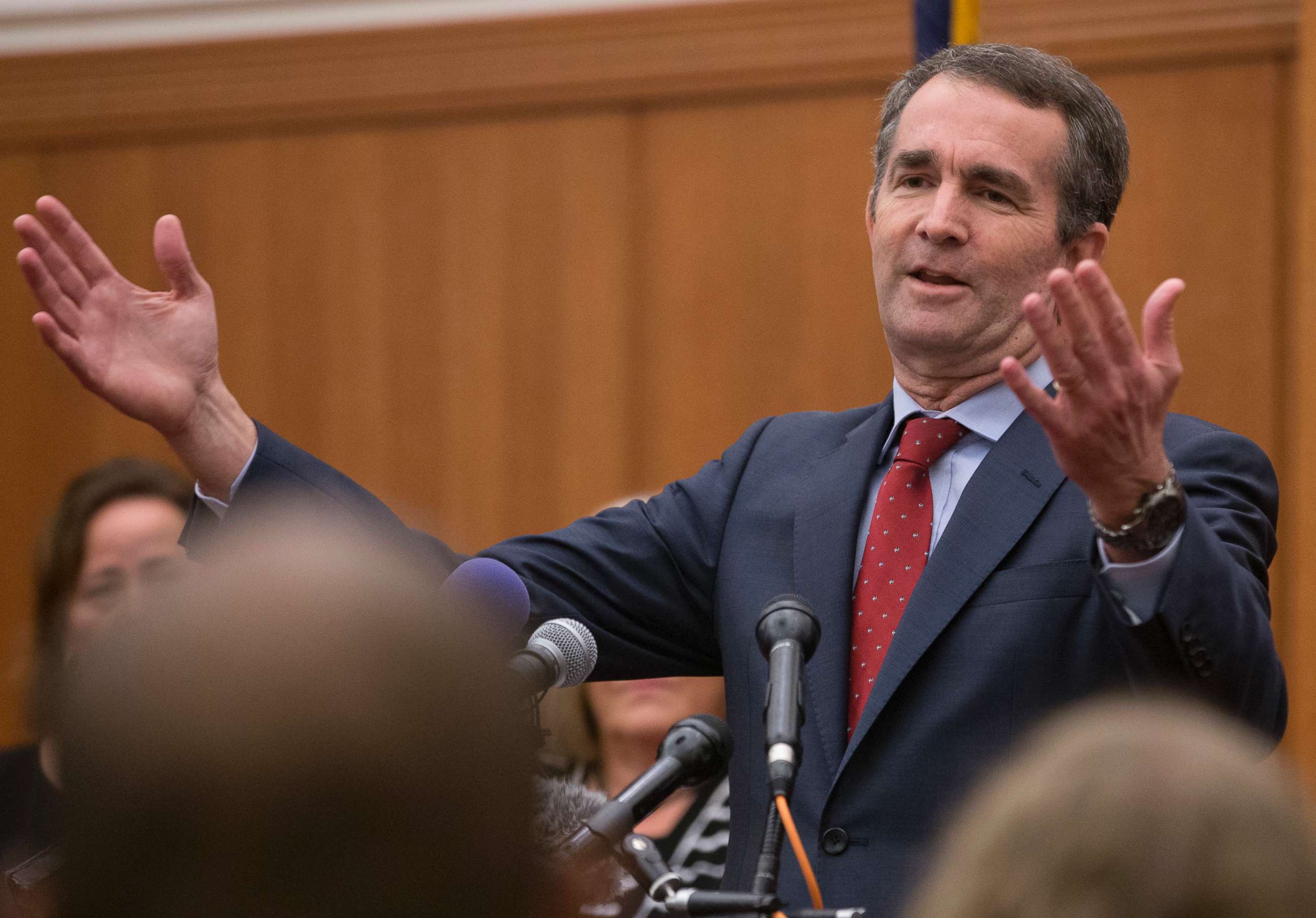 PHOTO: Virginia Gov.-elect, Ralph Northam gestures during a news conference at the Capitol in Richmond, Va.,Nov. 8, 2017. Northam defeated Republican Ed Gillespie in Tuesday's election.