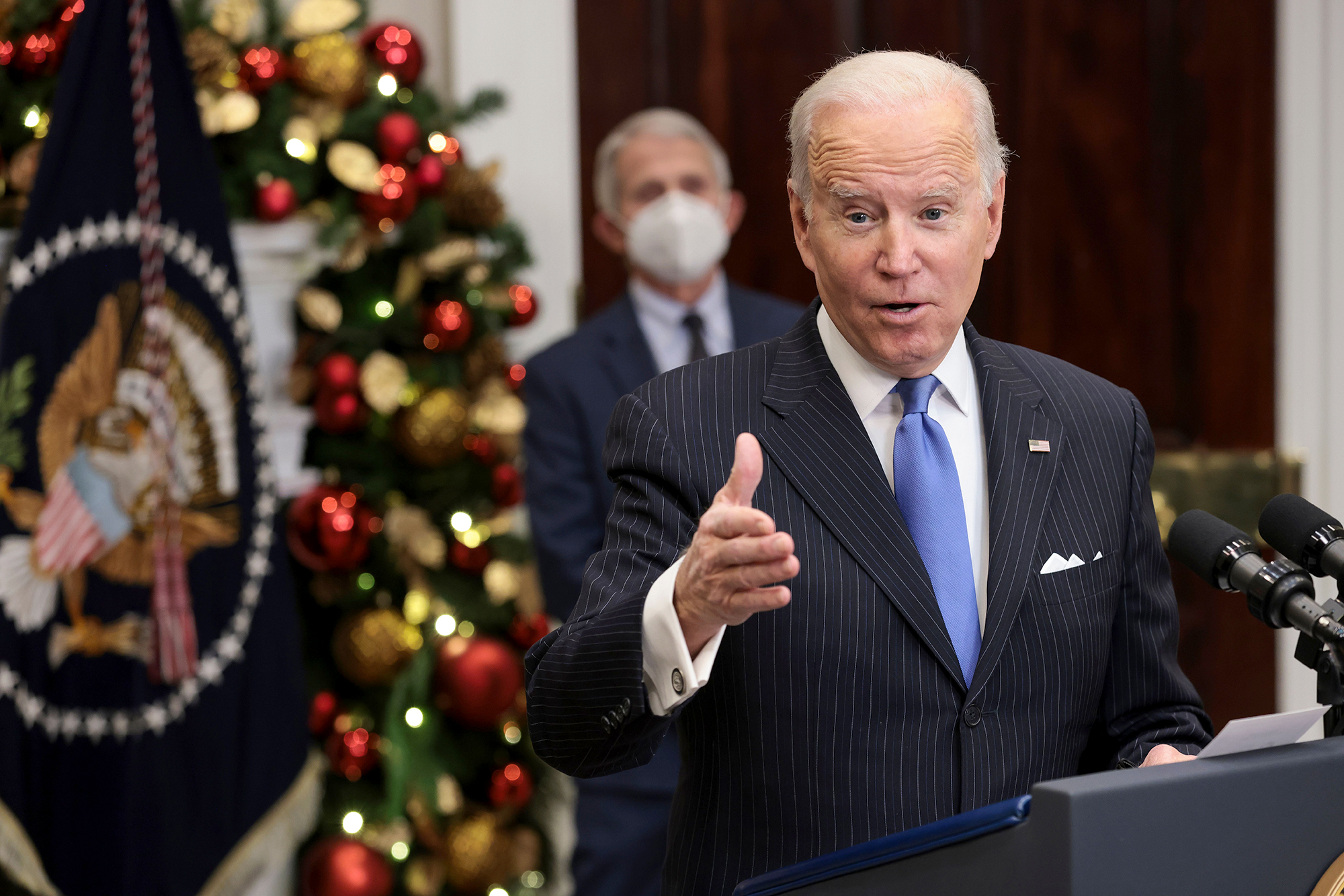 PHOTO: President Joe Biden speaks on the Covid-19 omicron variant in the Roosevelt Room of the White House in Washington, Nov. 29, 2021.