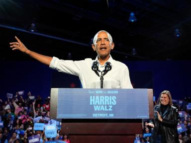 Rapper Eminem and Obama rally voters for Kamala Harris in Detroit