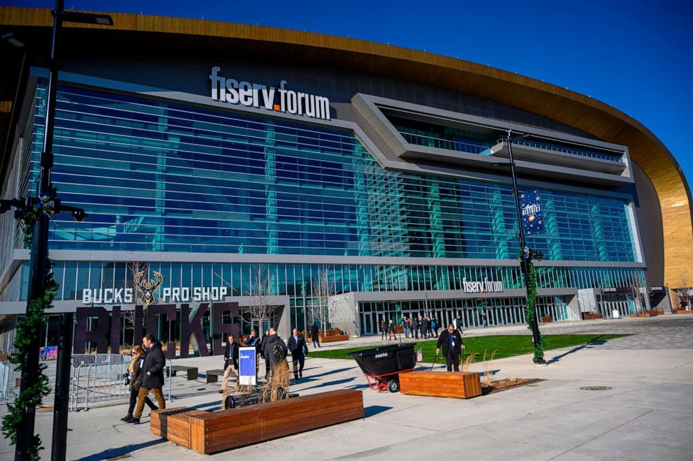 PHOTO: The Fiserv Forum is seen during a media walk through ahead of the Democratic National Convention in Milwaukee, Jan. 7, 2020.