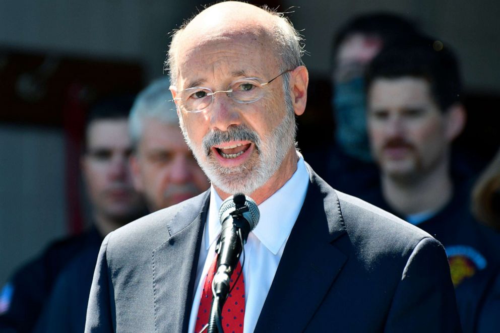 PHOTO: Gov. Tom Wolf speaks at an event, May 12, 2021, in Mechanicsburg, Pa.