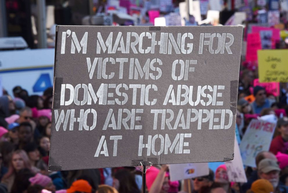 PHOTO: One of the many signs that were on display during the 2018 Women's March at Pershing Square in Los Angeles, Calif., January 20, 2018.