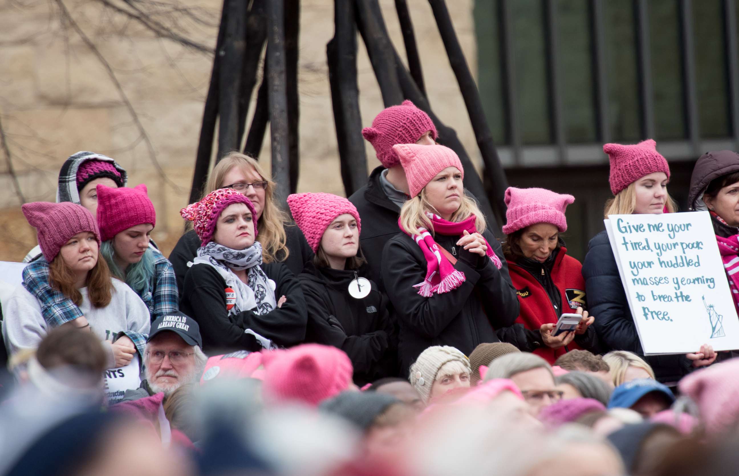 PHOTO: Demonstrators attend the Women's March on Washington, Jan. 21, 2017, in Washington, DC.