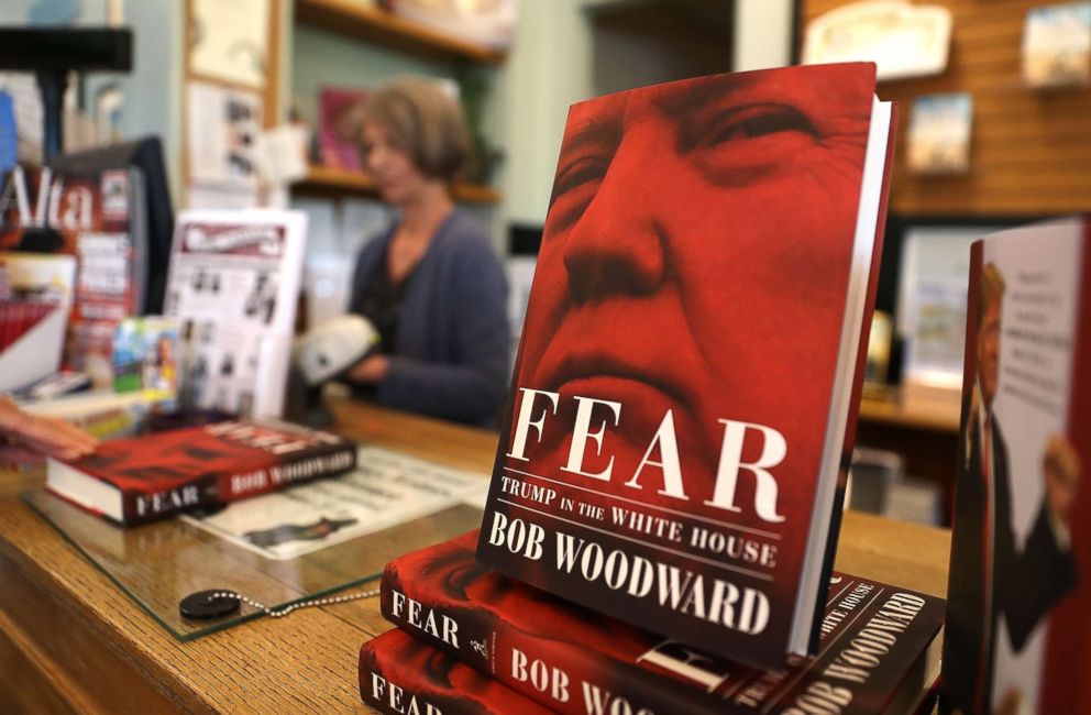 PHOTO: The newly released book "Fear" by Bob Woodward is displayed at Book Passage on September 11, 2018 in Corte Madera, Calif. The new book "Fear" by Bob Woodward about the Trump administration hit store shelves today. 