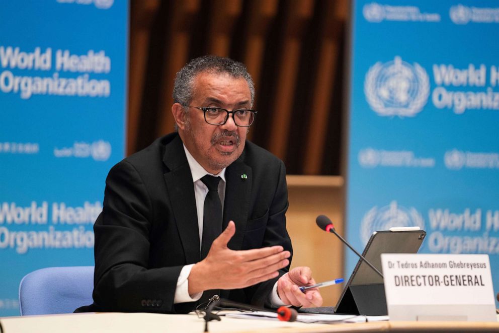 PHOTO: Tedros Adhanom Ghebreyesus, Director General of the World Health Organization attends a news conference on the outbreak of coronavirus disease in Geneva, Switzerland, Feb. 12, 2021.