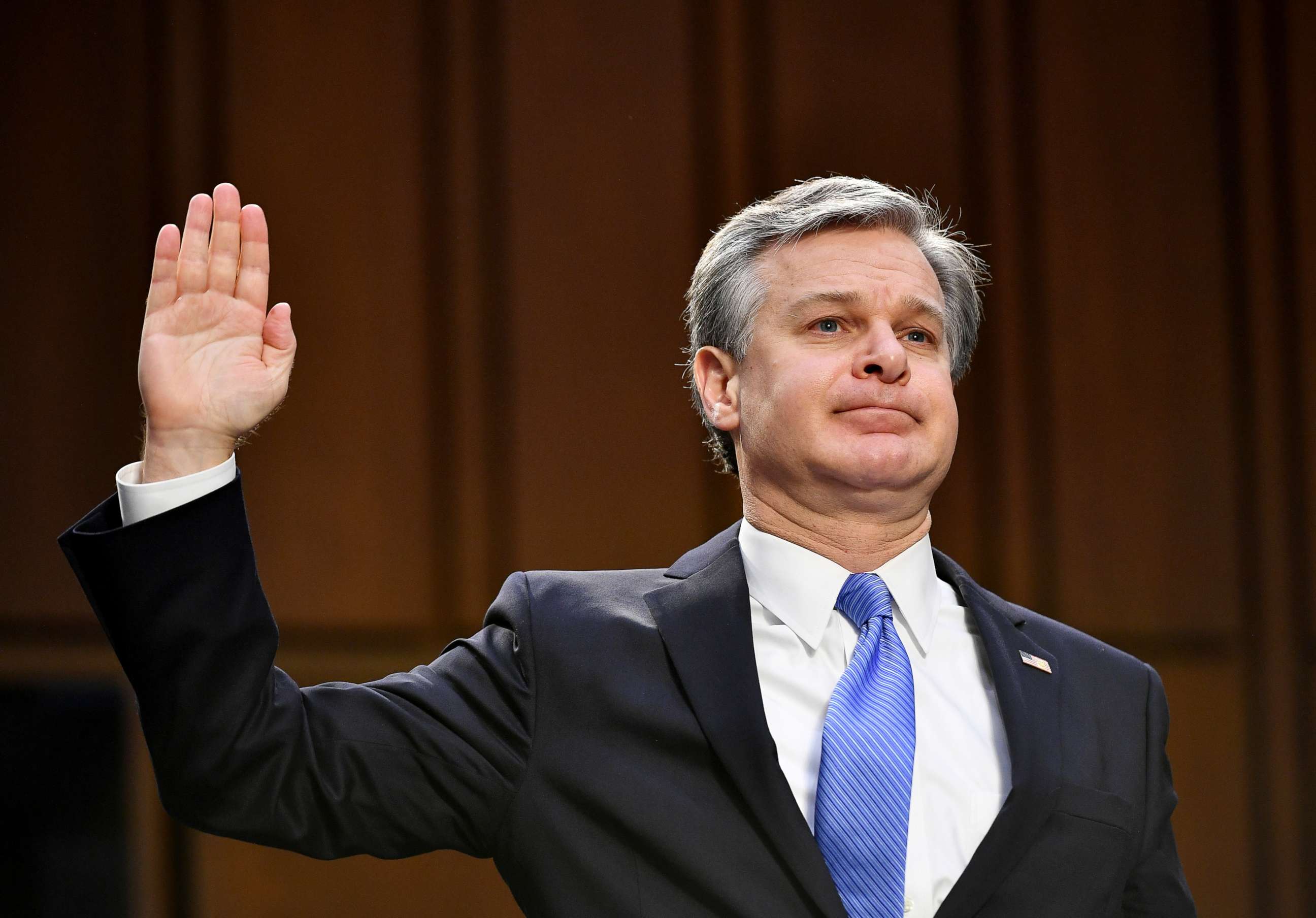 PHOTO: FBI Director Christopher Wray testifies before the Senate Judiciary Committee about the January 6th attack on the U.S. Capitol, on Capitol Hill on March 2, 2021 in Washington, DC.