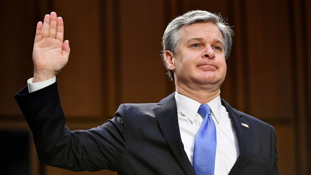 PHOTO: FBI Director Christopher Wray testifies before the Senate Judiciary Committee about the January 6th attack on the U.S. Capitol, on Capitol Hill on March 2, 2021 in Washington, DC.