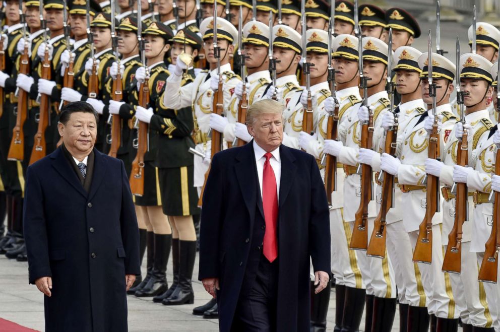 PHOTO: President Donald Trump and Chinese President Xi Jinping attending a welcome ceremony in Beijing.