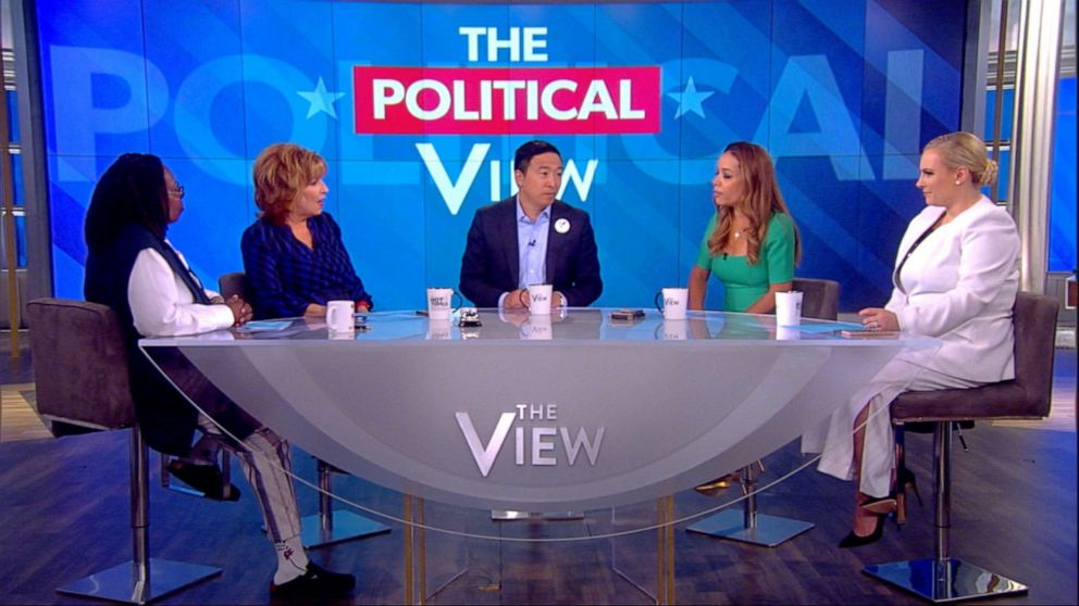 PHOTO: Democratic presidential candidate and entrepreneur Andrew Yang makes a guest appearance on ABC's "The View," July 8, 2019.