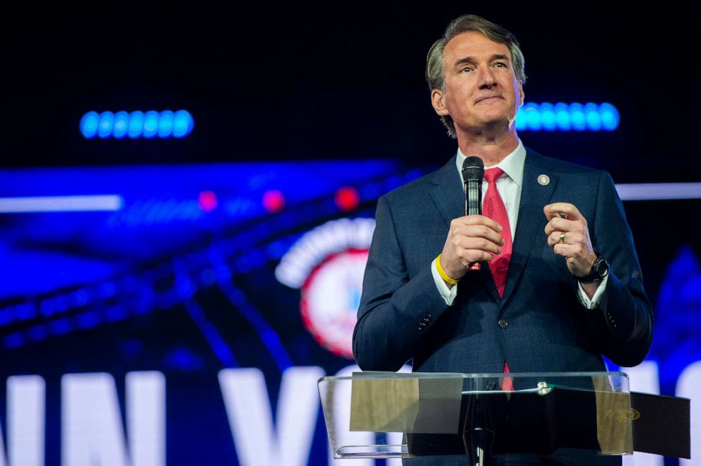 PHOTO: Virginia Gov. Glenn Youngkin speaks during convocation at Liberty University in Lynchburg, Va., March 25, 2022. 