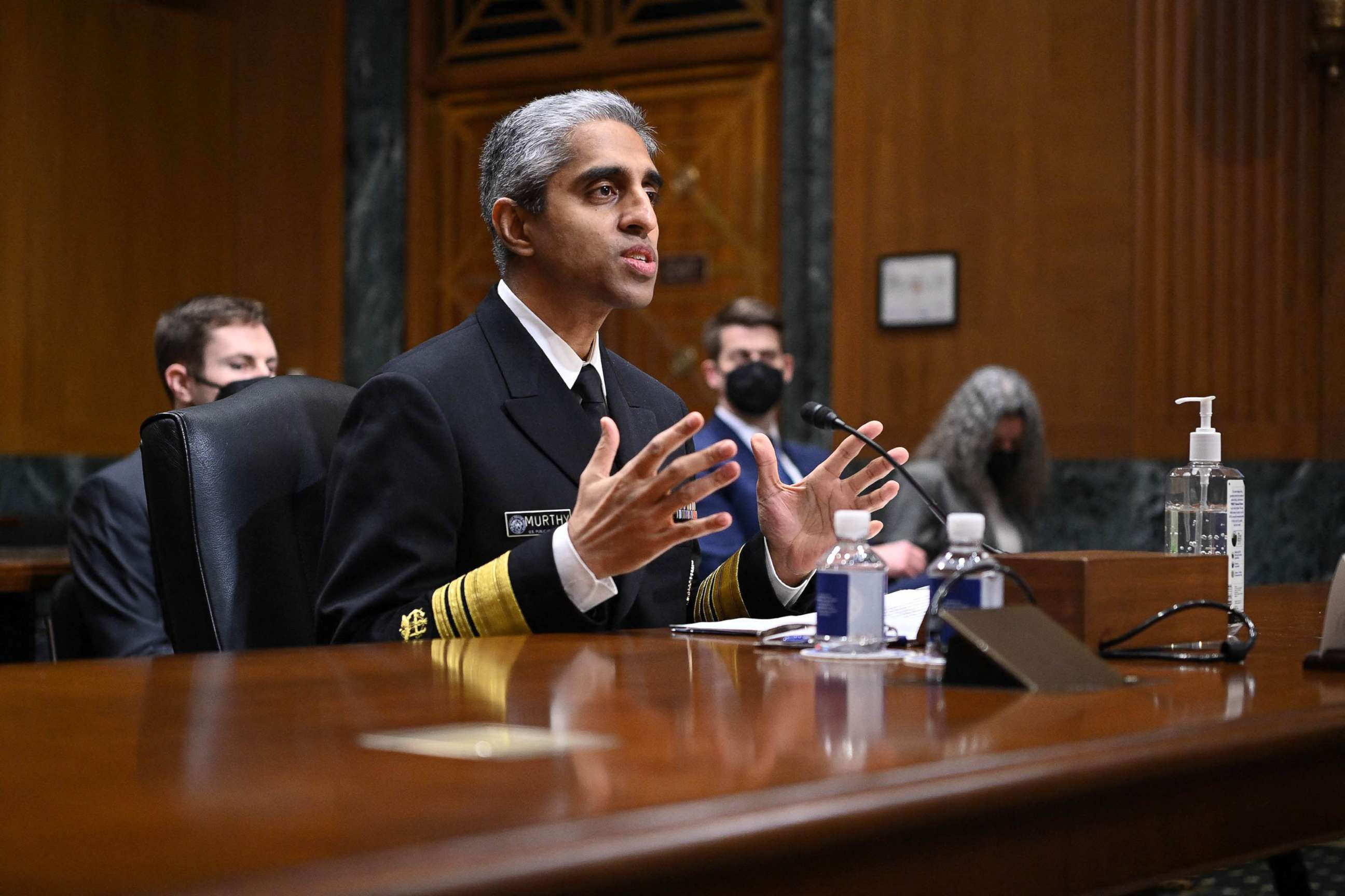 PHOTO: Surgeon General Vivek Murthy testifies before the Senate Finance Committee on youth mental health on Capitol Hill, Feb. 8, 2022.