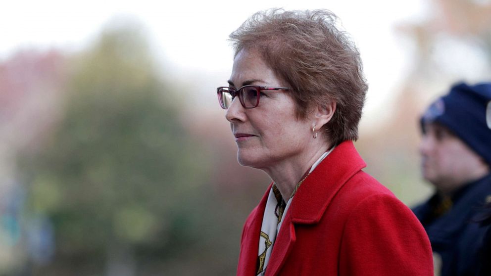 PHOTO: Former U.S. Ambassador to Ukraine Marie Yovanovitch arrives to testify to the House Intelligence Committee, Nov. 15, 2019, on Capitol Hill in Washington,D.C.