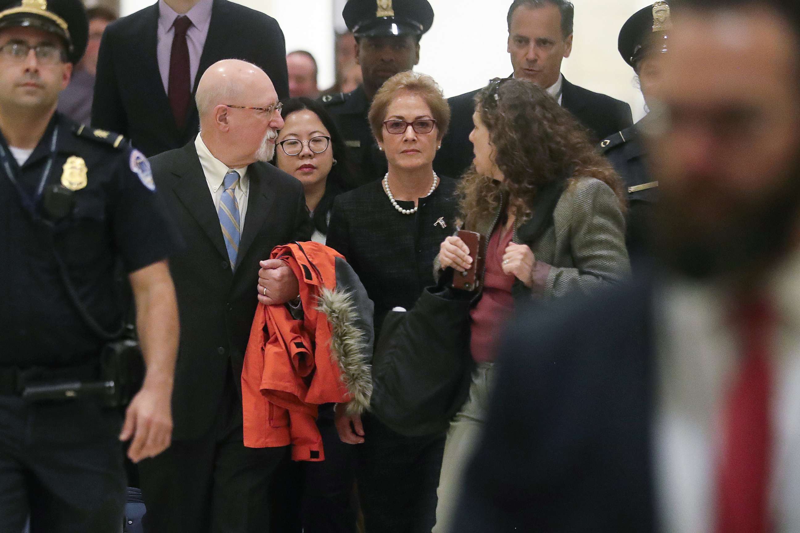 PHOTO: Former U.S. ambassador to Ukraine Marie Yovanovitch arrives to testify in the U.S. House of Representatives impeachment inquiry into President Trump on Capitol Hill in Washington, D.C., Oct. 11, 2019.