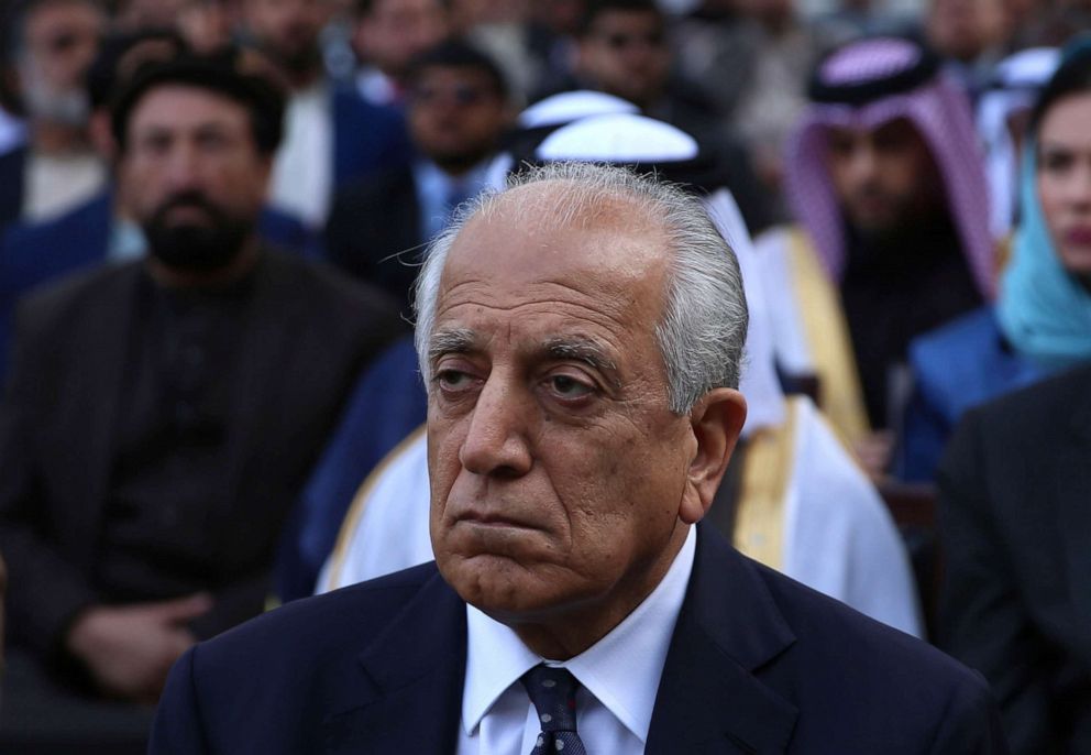 PHOTO: Washington's peace envoy Zalmay Khalilzad attends the inauguration ceremony for Afghan President Ashraf Ghani at the presidential palace in Kabul, Afghanistan, March 9, 2020.