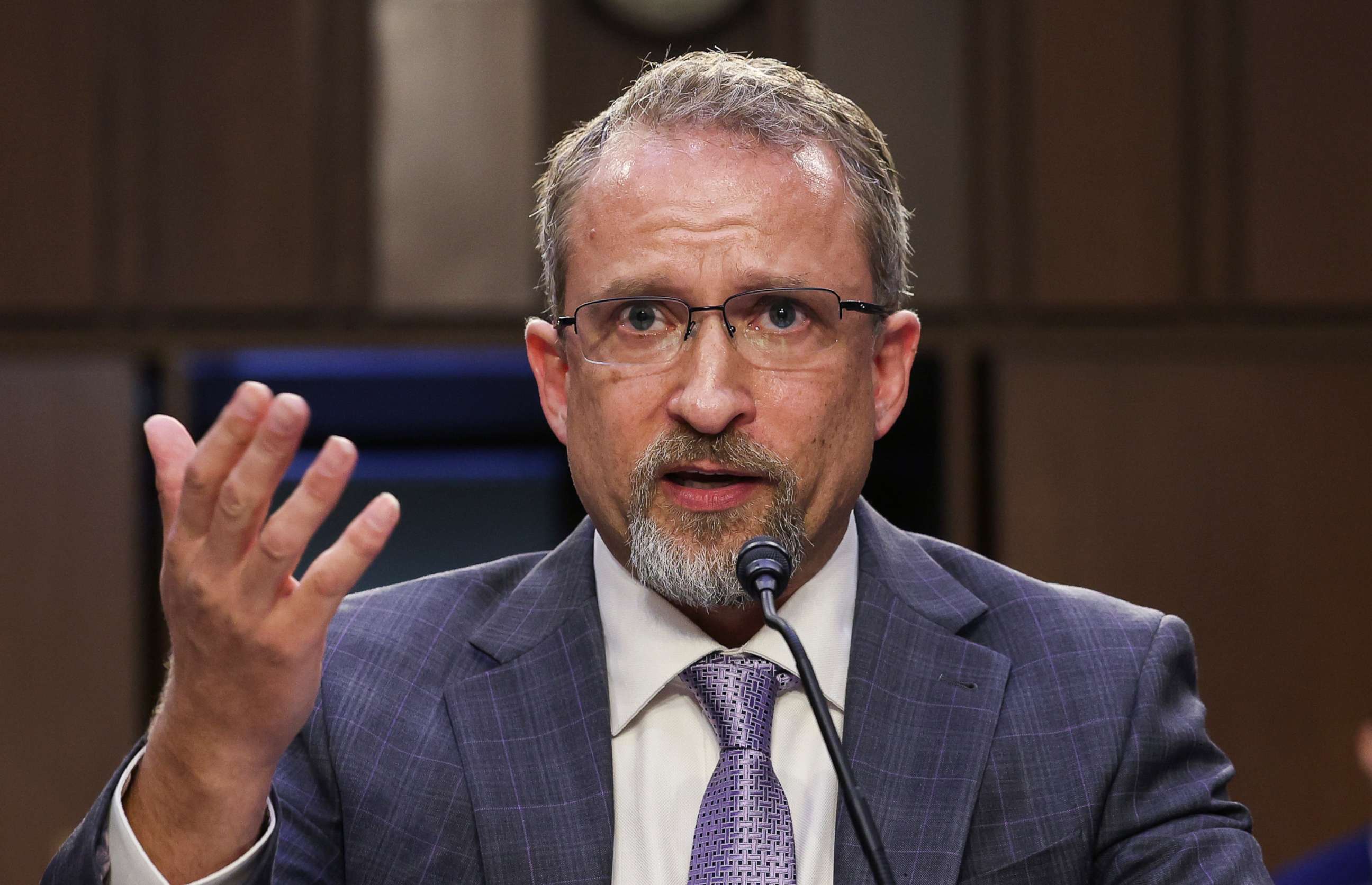 PHOTO:  Peiter "Mudge" Zatko, former head of security at Twitter, testifies before the Senate Judiciary Committee on data security at Twitter, on Capitol Hill, Sept. 13, 2022 in Washington, D.C.