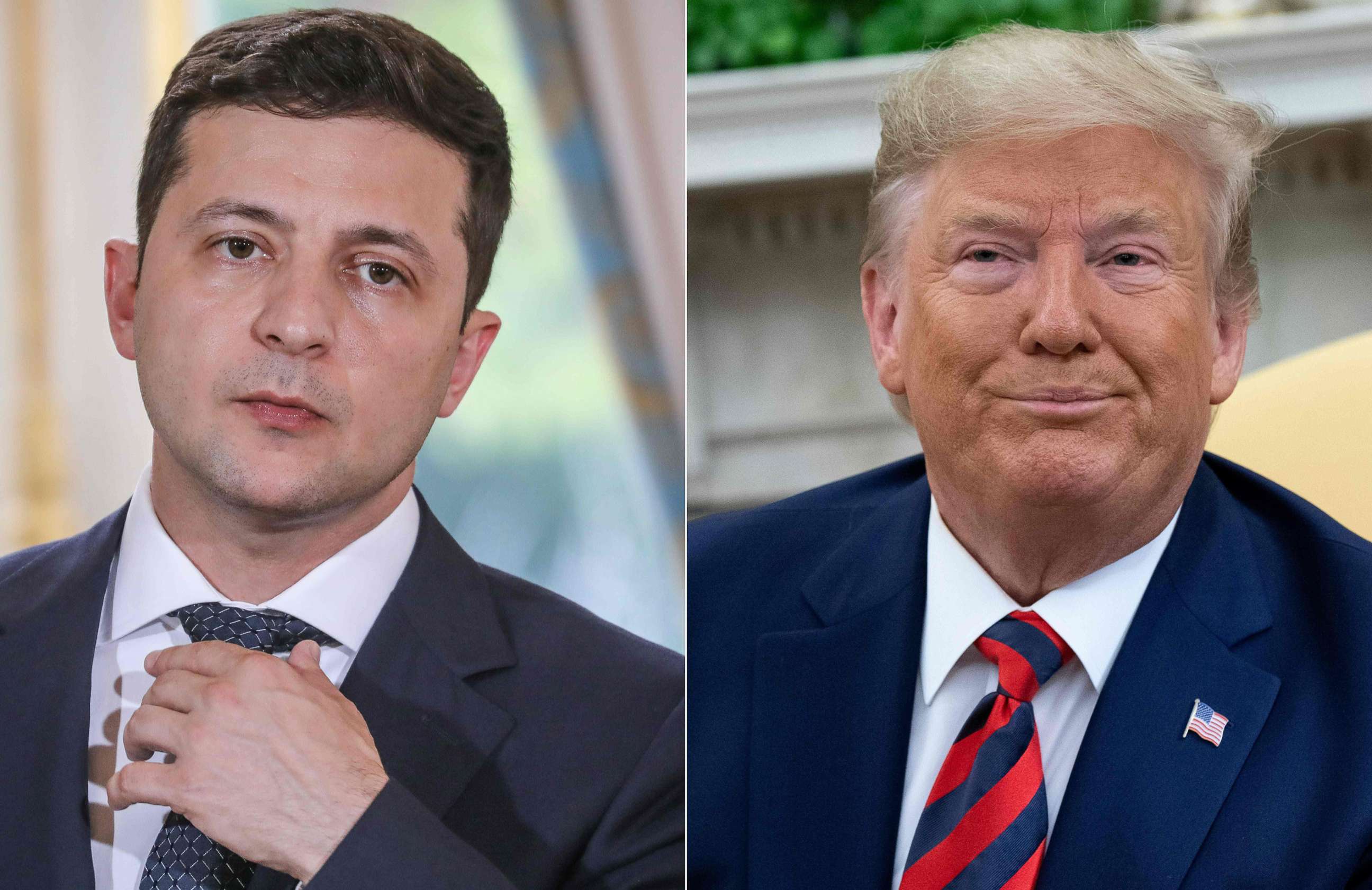 PHOTO: Ukraine's President Volodymyr Zelenskiy, left, and President Donald Trump, right.