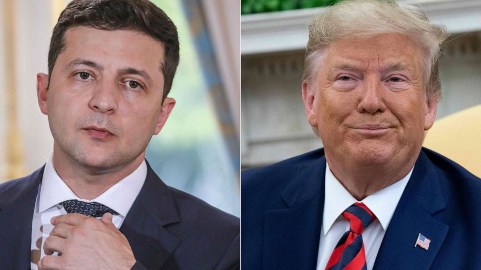 PHOTO: Ukraine's President Volodymyr Zelenskiy, left, and President Donald Trump, right.