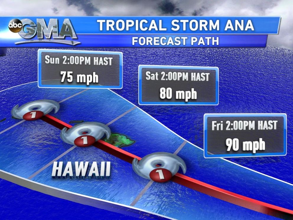 PHOTO: Forecast path for Tropical Storm Ana.