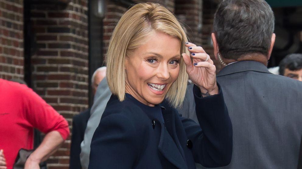 Kelly Ripa is seen leaving the 'Late Show With David Letterman' taping at the Ed Sullivan Theater, Sept. 24, 2014, in New York.  