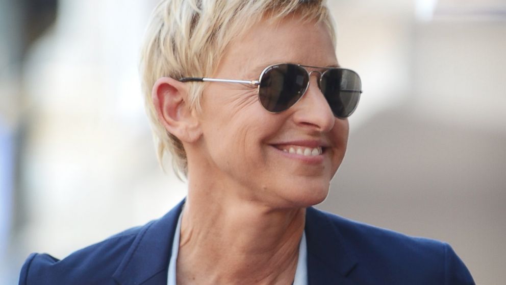 Ellen DeGeneres attends the star-unveiling ceremony for actor and radio host Steve Harvey in Hollywood, Calif., May 13, 2013. 