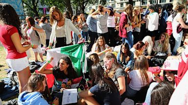 PHOTO: One Direction fans camp and take their positions in Leicester Square ahead of the premier to the bands new film, Aug. 20, 2013 in London.