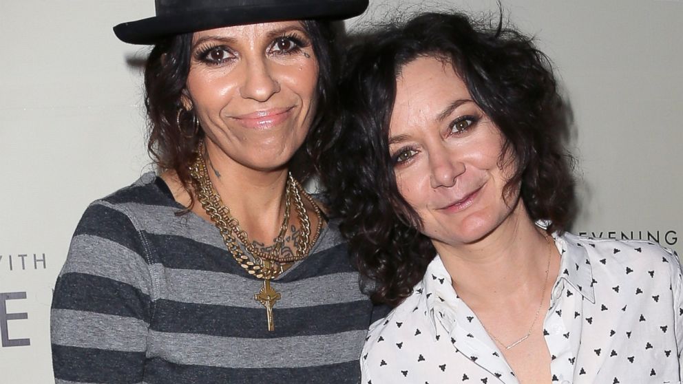 Linda Perry and actress Sara Gilbert attend An Evening with Women kick-off concert presented by the L.A. Gay & Lesbian Center at The Roxy Theatre in West Hollywood, Calif., March 15, 2014.