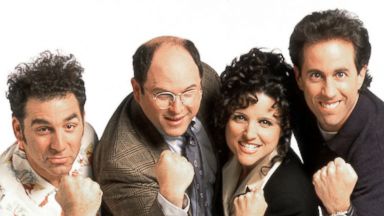 PHOTO: The cast of "Seinfeld," pictured from left are; Michael Richards as Kramer, Jason Alexander as George Costanza, Julia Louis-Dreyfus as Elaine Benes and Jerry Seinfeld as Jerry Seinfeld; is shown in this undated handout photo.