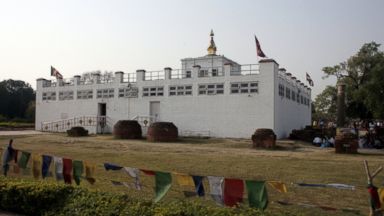 PHOTO: Visitors gather at the Maya Devi Temple in Lumbini, Nepal on April 17, 2013.