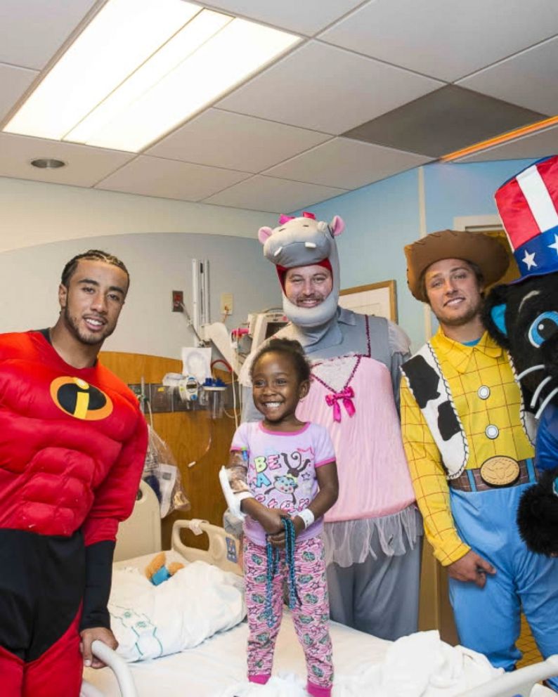 Carolina Panthers Stars Visit Children's Hospital in Halloween Costumes -  ABC News