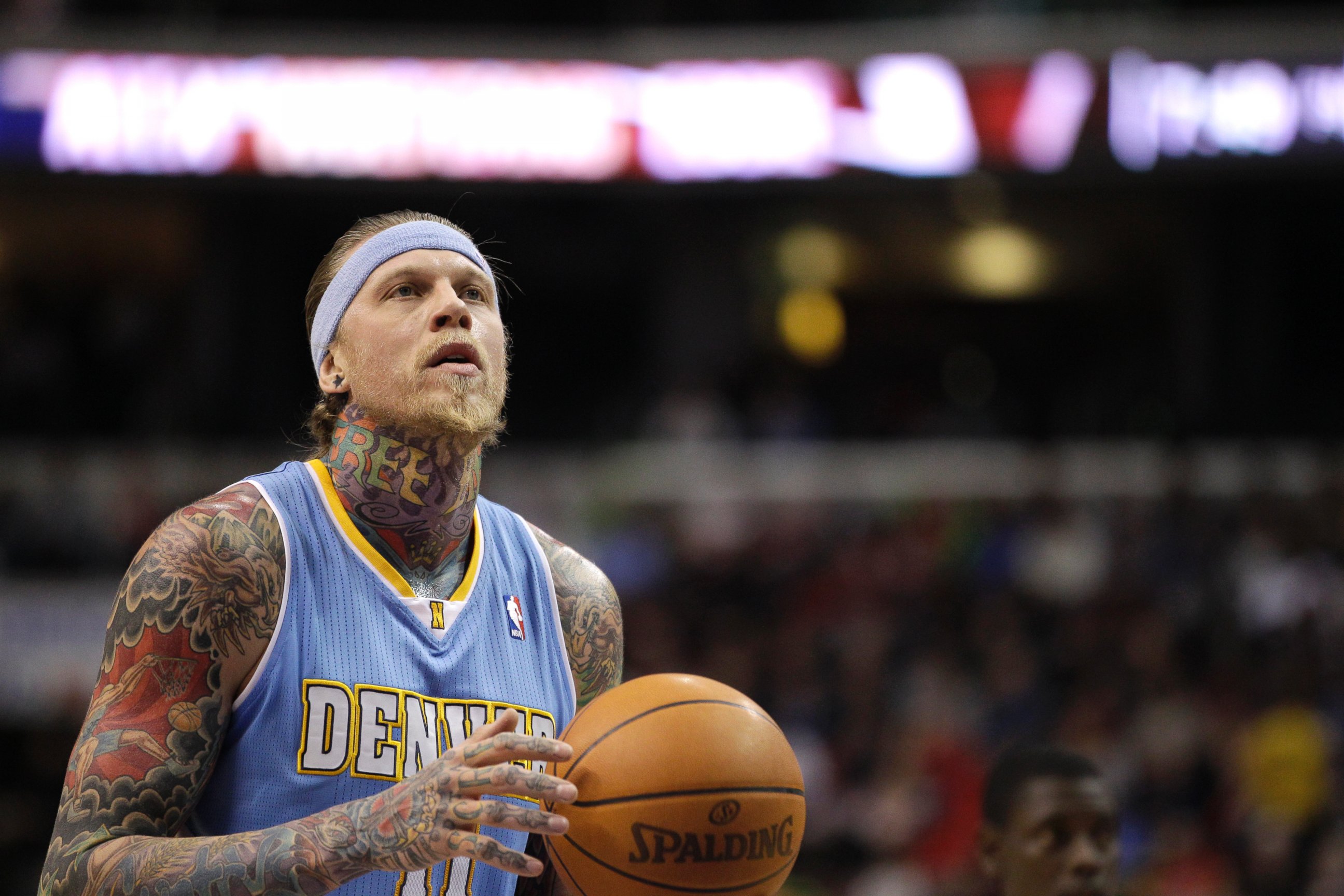 PHOTO: Denver Nuggets' Chris Andersen during an NBA basketball game against the Philadelphia 76ers, Jan. 18, 2012, in Philadelphia.