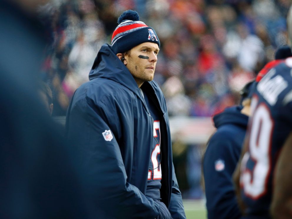PHOTO: New England Patriots quarterback Tom Brady watches from the sideline during the second half of an NFL football game against the Buffalo Bills, Dec. 28, 2014, in Foxborough, Mass.