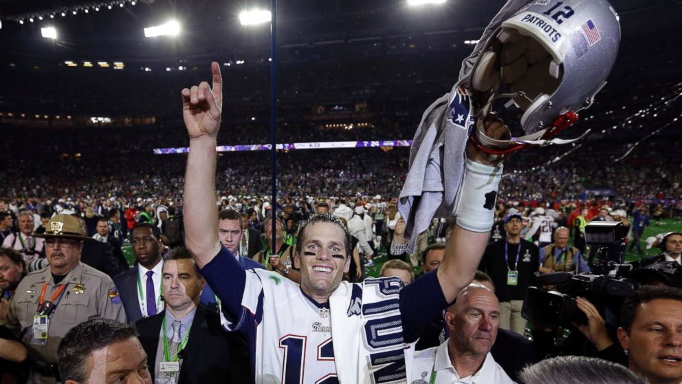 PHOTO: New England Patriots quarterback Tom Brady celebrates after the NFL Super Bowl XLIX football game against the Seattle Seahawks Feb. 1, 2015, in Glendale, Ariz.