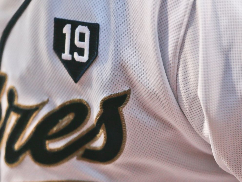 PHOTO: San Diego Padres players sport a patch on their uniforms in honor of Hall of Fame player Tony Gwynn, June 18, 2014, in San Diego.