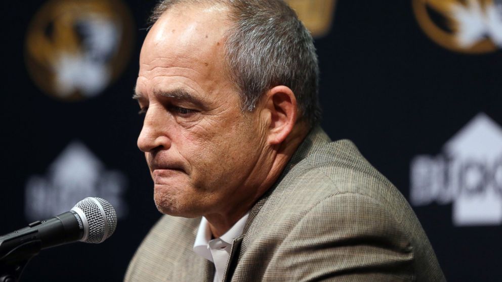 FILE - In this Monday, Nov. 9, 2015, file photo, Missouri football coach Gary Pinkel speaks to reporters in Columbia, Mo. Pinkel abruptly announced Friday, Nov. 13, he will resign at the end of the season for health reasons, adding a stunning turn to a week where he kept his team united when players went on strike because of racial tensions on campus. Pinkel, 63, said he was diagnosed with lymphoma in May. He dismissed the idea that the week's events led to his decision. 