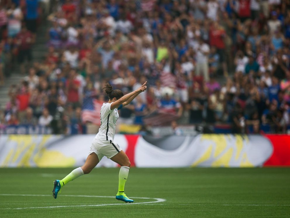 PHOTO: United States' Carli Lloyd celebrates her second goal against Japan during first half FIFA Women's World Cup  soccer championship in Vancouver, British Columbia, Canada, July 5, 2015.
