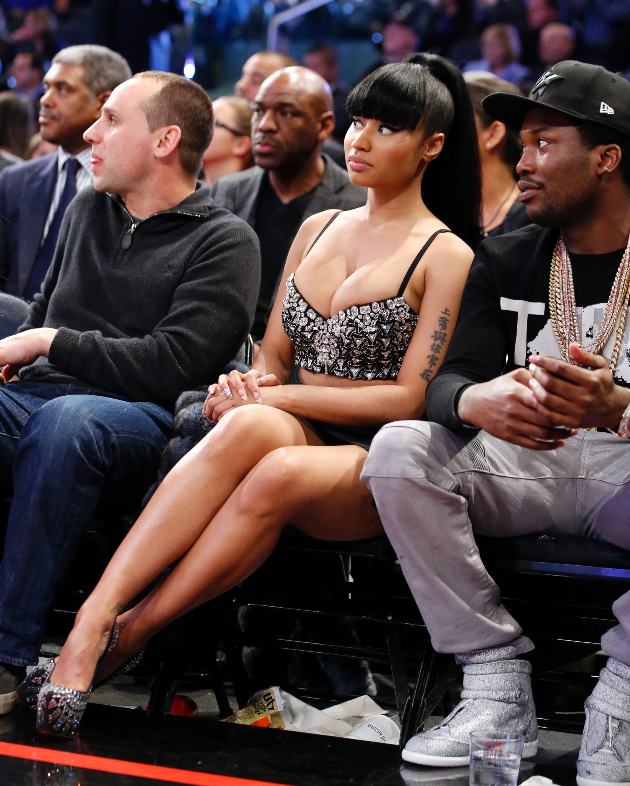 PHOTO: Nicki Minaj watches the second half of the NBA All-Star basketball game, Feb. 15, 2015, in New York.