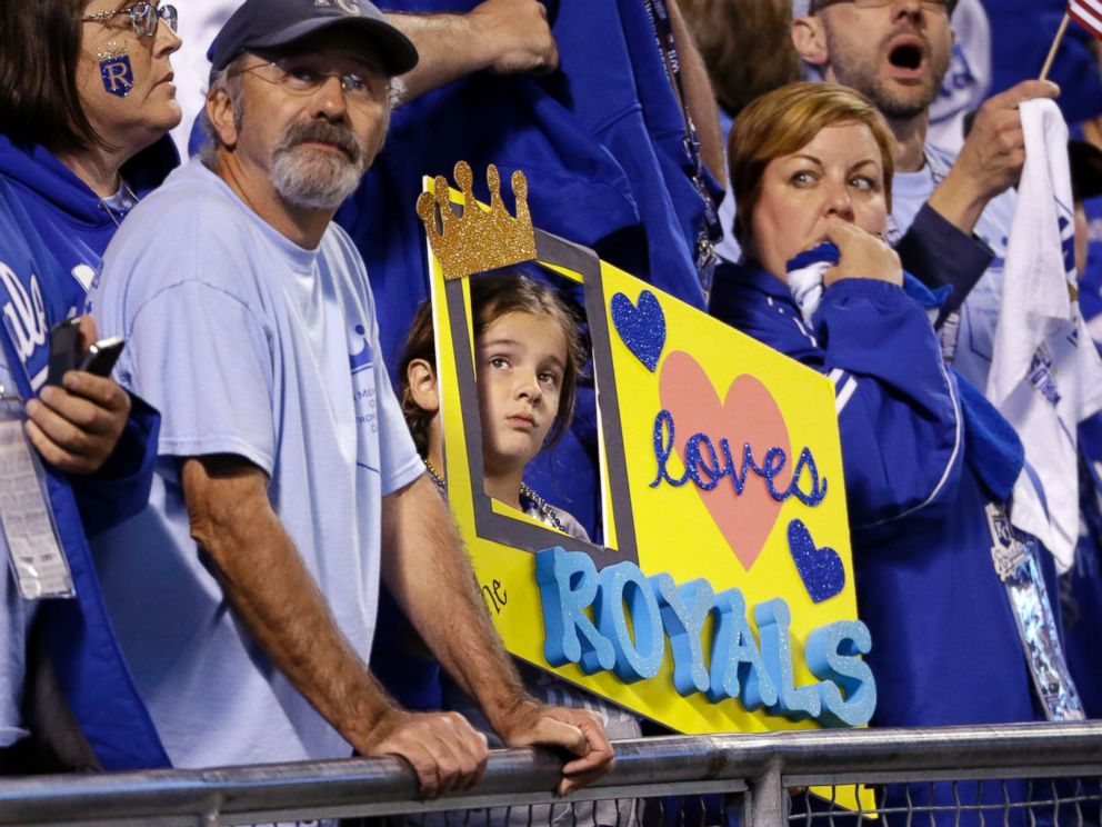Kansas City Royals fans watch during the seventh inning of Game 1 of baseball's World Series against the San Francisco Giants, Oct. 21, 2014, in Kansas City, Mo.